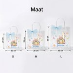 Gepersonaliseerde Transparante Cadeauzak met Roze Strik met Paaseieren en Paashaasmotief met Naam en Initiaal Paasfeestjes Cadeau voor Kinderen