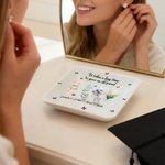 Personalised Birth Flower Square Ceramic Trinket Jewellery Dish with Name and Title Birthday Affirmation Gift for Friends Sisters Besties