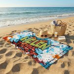 Personalisierte Graffiti-Stil schnell trocken überdimensioniert Mikrofaser Strandtuch mit Namen Sommer Urlaub Strand Party Geburtstag Geschenk für Kinder Freunde