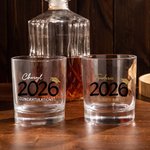 Personalized Class of 2026 Graduates Graduation Cap 10 oz Old Fashioned Whiskey Glass with Name Text and Year Graduation Gift for Graduates