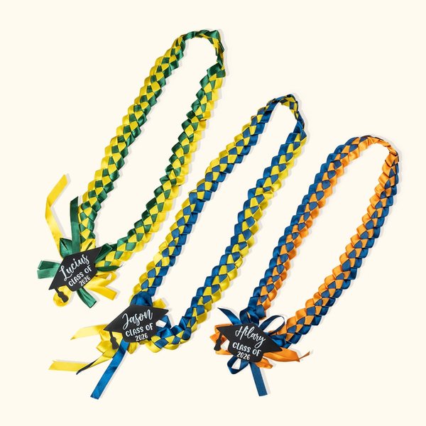 Personalized Graduation Ribbon Lace Braided Necklace with Graduation Cap Decoration