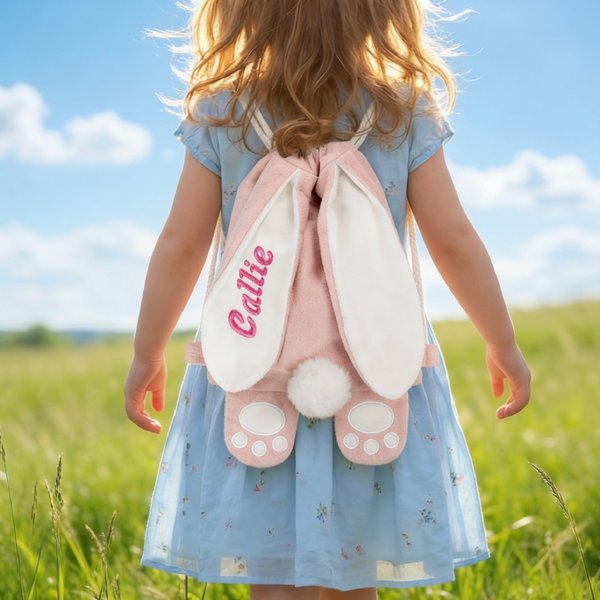 Sac à dos à cordon personnalisé avec nom brodé et queues d'oeufs de Pâques Cadeau de Pâques pour enfants