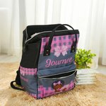 Personalized Cute Black Little Girl Pink Bow Large Capacity Canvas Diaper Bag with Name and Handle Baby Shower First Mother's Day Gift for Mom
