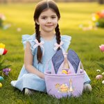 Personalisierte niedliche Kaninchen Ostereier Ohren Streifen Osterkorb mit Namen Ostern Party Gunst Eier jagen Geschenk für Kinder