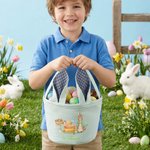 Personalisierte niedliche Kaninchen Ostereier Ohren Streifen Osterkorb mit Namen Ostern Party Gunst Eier jagen Geschenk für Kinder