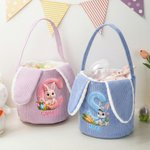 Personlig söt påskkorg i manchester med kaninöron för äggjakt med namn och initialer perfekt påskpresent till barn