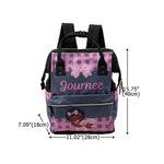 Personalized Cute Black Little Girl Pink Bow Large Capacity Canvas Diaper Bag with Name and Handle Baby Shower First Mother's Day Gift for Mom