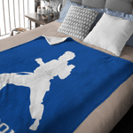 Personalised Taekwondo Silhouette Soft Throw Blanket with Name Home Decor Daily Use Birthday Gift for Taekwondo Enthusiasts