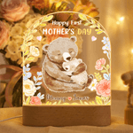 Personlig söt blomma djur akryl nattlampa med namn och träbas rumsdekoration födelsedag mors dag present till ny mamma