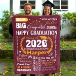 Personalized Happy Graduation Soft Throw Blanket with Name and Year Room Decor Birthday Graduation Gift for Graduates