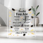 Personalized You Are Bible Chapter Graduation Cap Acrylic Plaque with Name and Year Home Decor Graduation Gift for Class of 2026 Graduates Christians