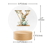 Personalised Flower Easter Bunny Initial LED Night Light with Name and Wooden Base Room Decor Birthday Easter Party Gift for Kids