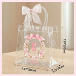 Personalised Wreath Watercolor Beatrix Potter Peter Rabbit Initial Clear Gift Bag with Name and Pink Bow Ribbon Easter Egg Hunting Party Gift for Kids
