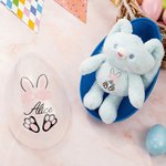 Uovo di Pasqua Jumbo riempibile del coniglietto di Pasqua personalizzato e portachiavi di peluche estensibile con nome Cesto riempitivo Regalo per la festa di Pasqua per bambini