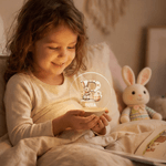 Personalised Flower Easter Bunny Initial LED Night Light with Name and Wooden Base Room Decor Birthday Easter Party Gift for Kids