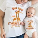 Personalized 2026 Our First Mother's Day Together Giraffe Baby Onesie Gift for Baby New Mother
