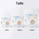 Sac cadeau transparent personnalisé avec motif œufs de Pâques colorés lapin nom et initiale - Cadeau Fête de Pâques pour enfants