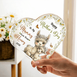 Personalised Parent-Child Cartoon Animal Heart Acrylic Plaque with Name and Year Home Decor Mother's Day Birthday Gift for New Mom