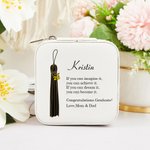 Personalised Class of 2026 Tassel Pattern Leather Jewellery Box with Name and Wish Message Portable Travel Accessory Graduation Gift for Graduates