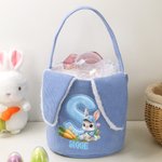 Personlig söt påskkorg i manchester med kaninöron för äggjakt med namn och initialer perfekt påskpresent till barn