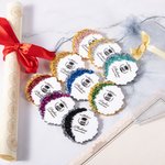 Magnete personalizzato in resina glitterata per cappello da laurea con nome dell'anno Set di 5 decorazioni per il frigorifero Ricordo della scuola, festa di laurea, regalo per i laureati