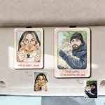 Personalised Watercolour Photo Wooden Car Visor Clip with Text Car Accessories Birthday Anniversary Gift for Couple Family Friend