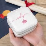 Personalized Graduation Cap Velvet Jewelry Travel Organizer Box with Name Graduation Gift for Class of 2026 Graduates