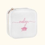 Personalized Graduation Cap Velvet Jewelry Travel Organizer Box with Name Graduation Gift for Class of 2026 Graduates