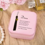 Personalised Class of 2026 Tassel Pattern Leather Jewellery Box with Name and Wish Message Portable Travel Accessory Graduation Gift for Graduates