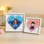 Personalizada de dibujos animados de Graduados Amor Flor de papel Shadow Box Marco con Nombre Decoración para el Hogar Graduación Keepsake Regalo para la Mujer