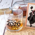 Personalized Class of 2026 Graduates Graduation Cap 10 oz Old Fashioned Whiskey Glass with Name Text and Year Graduation Gift for Graduates