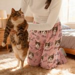 Personalized Paw Print Carrot Pet Photo Soft Skin-Friendly Pajama Pants with Name Birthday Gift for Family Friends Pet Lovers