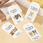 Personalised Watercolor Pet Portrait Tags Stickers Set with Text and Name Gift Decor Wedding Party Favor for Newlyweds Pet Lovers