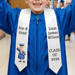 Personalised Cartoon Character Multi-Colour Graduation Sash with Name and Year Graduation Party Gift for Preschool Kindergarten