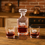 Personlig farfar etablerad whiskydekant med datum och titel fars dag födelsedagspresent för bartender whiskyälskare