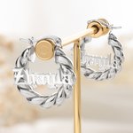 Personligt Twisted Band Name Design Hoop Earrings Dainty Smycken Födelsedag Julklapp för kvinnor