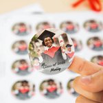 Autocollants photo personnalisés avec nom et texte Lot de 20 étiquettes pour les fêtes de fin d'études Décoration de fête pour les diplômés