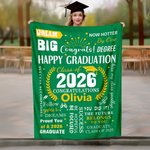 Personalized Happy Graduation Soft Throw Blanket with Name and Year Room Decor Birthday Graduation Gift for Graduates