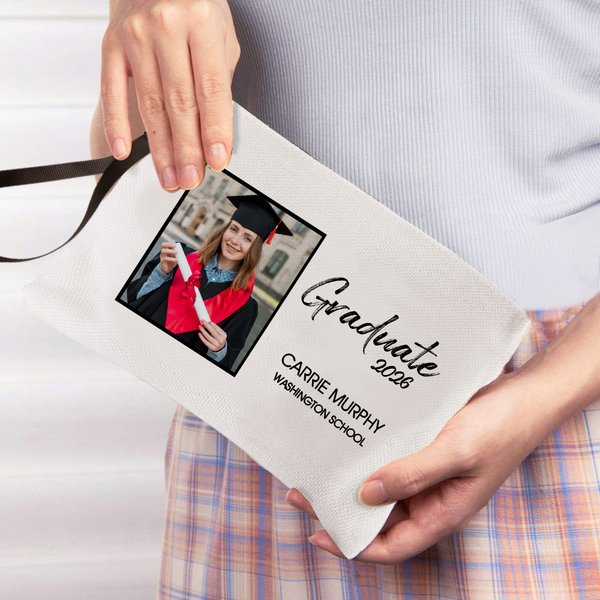 Borsa cosmetica fotografica personalizzata per laureati con nome e anno Accessori da viaggio Classe 2026 Regalo di laurea per laureati