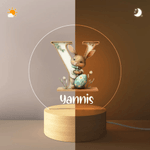 Personalised Flower Easter Bunny Initial LED Night Light with Name and Wooden Base Room Decor Birthday Easter Party Gift for Kids
