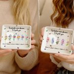 Personalised Birth Flower Square Ceramic Trinket Jewellery Dish with Name and Title Birthday Affirmation Gift for Friends Sisters Besties
