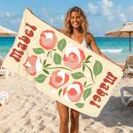 Henkilökohtainen Abstrakti tyyli Syntymä Kukka Nopea kuivua ylimitoitettu rantapyyhe nimi Beach Party syntymäpäivälahja perheelle ystävät