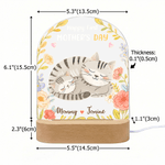 Personlig söt blomma djur akryl nattlampa med namn och träbas rumsdekoration födelsedag mors dag present till ny mamma