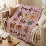 Personalisierte Frau des Glaubens Bibel Verse Blume weiche Decke mit Namen Home Decor Christian Geburtstag Geschenk für christliche Frau