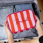 Trousse de maquillage brodée multicolore avec pompon Sac de voyage essentiel Anniversaire Cadeau de fête des mères pour les femmes