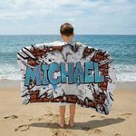 Personalisierte Graffiti-Stil schnell trocken überdimensioniert Mikrofaser Strandtuch mit Namen Sommer Urlaub Strand Party Geburtstag Geschenk für Kinder Freunde