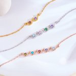 Collier personnalisé 1-6 pierres de naissance de la famille Bijoux délicats Anniversaire Fête des mères Cadeau pour Maman Grand-mère Famille