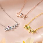 Personalisierte 2-4 Winzige Mutter und Baby Kolibri Initial Birthstone Halskette Muttertag Geburtstag Geschenk für Mama Oma