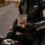 Personalised Cool Motorbike Design 10 oz Rock Whiskey Glass with Name Father's Day Birthday Gift for Man Whiskey Lover