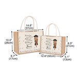 Personalisierte Cartoon Graduate Floral wiederverwendbare Jute Tragetasche mit Namen und Jahr Graduierung Feier Geschenk für Frauen Absolventen